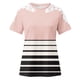 thumbnail image 4 of Camisas de Manga Corta para las Mujeres Impresión Cuello Redondo Suéter Encaje Camisa, Blusa de Verano Casual para las Mujeres, 4 of 5