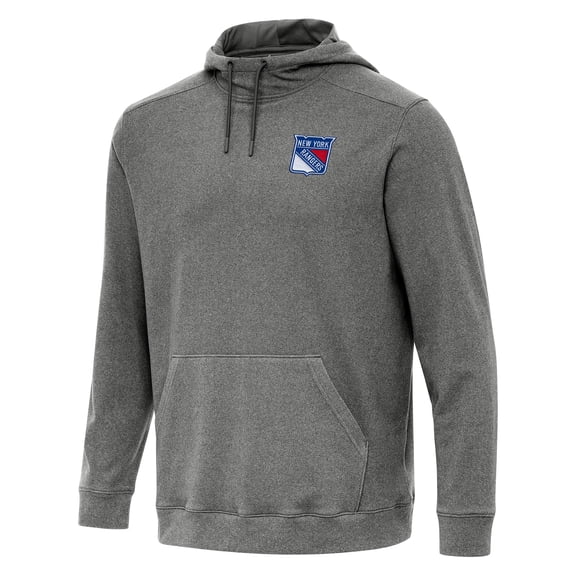 Men's Antigua Heather Black New York Rangers Cloud Pullover Hoodie