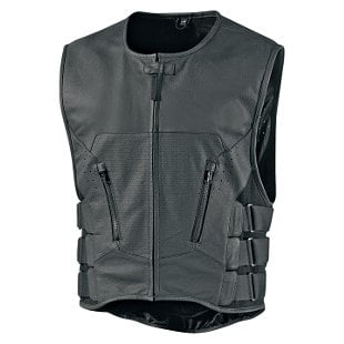 Icon Mens Regulator - Icon Regulator D30 Stripped Mens Leather Vest Black
