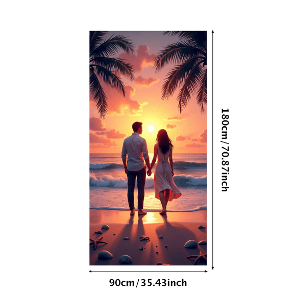 Romantic Sunset Beach Scene Backdrop Banner Perfect for Wedding Photography Events Celebrations Parties Pictures Backdrop Display Stand Decor
