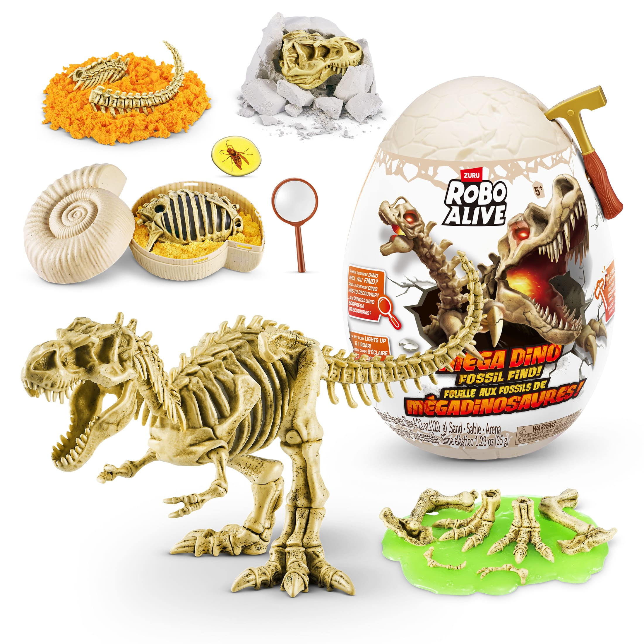 Robo Alive Mega-Dino Fossil Find by ZURU Boys 4-8 Dig and Discover - T-rex and Brontosaurs - STEM -Excavate Prehistoric Fossils, Educational Toys, Great Science Kit Gift for Girls and Boys