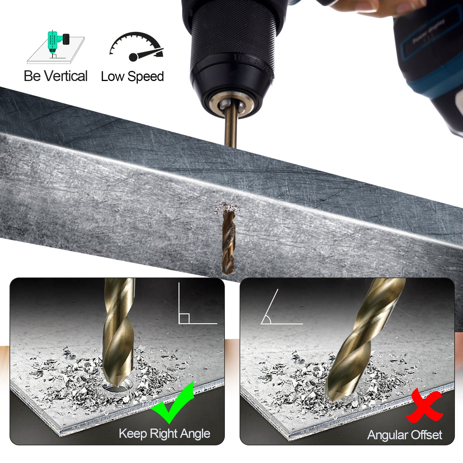 Cobalt Drill Bit Set for Metal and Hardened Steel, 21Pcs M35 HSSTwist Jobber Metal Drill Bits 1/16"-3/8", with Index Storage Box