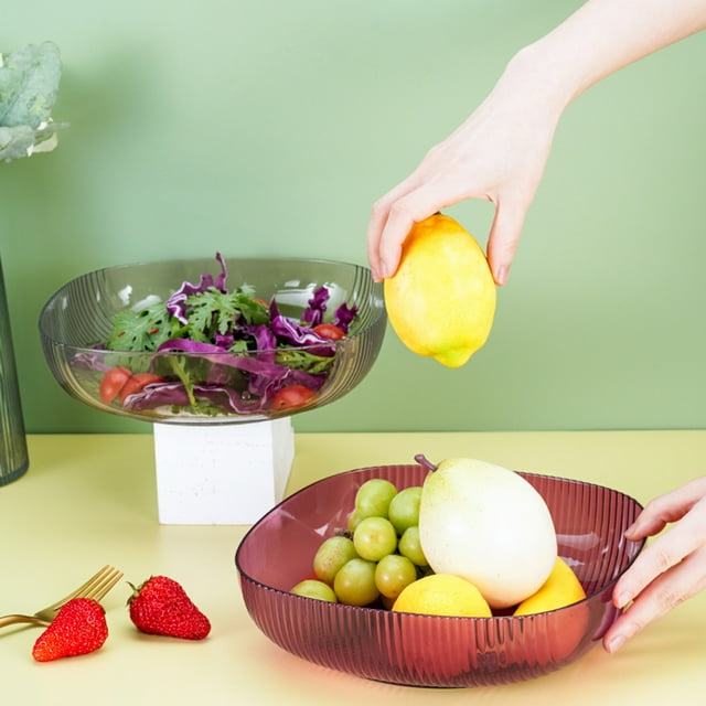 Fruit Tray Large Capacity Vertical Stripes Transparent Practical Food Candy Storage Tray Kitchen Supplies