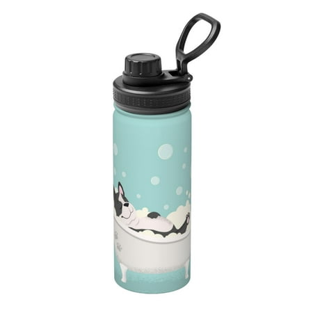 

Ocsxa French Bulldog Taking a Bath Print 18oz Stainless Steel Water Bottle Unisex Water Bottle Insulated Sports Water Cup Flask for Cold Water Drinks/Sports/Travel/Car/School