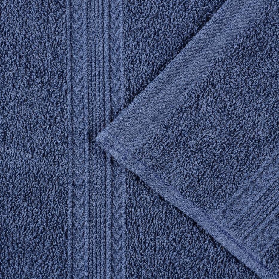 Superior Eco-Friendly Cotton Solid 12-Piece Navy Blue Towel Set