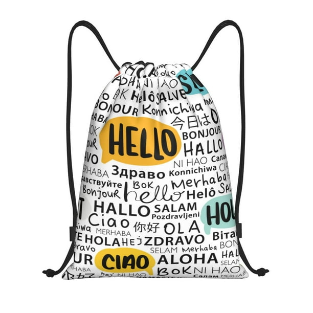 Fotbe Hello Bolsa Mochila con Cordón Estampada, Bolsa de Gimnasio Deportiva, Bolsa Cinch, Bolsa con Cordón para Hombres y Mujeres-Small