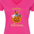 thumbnail image 4 of Inktastic Happy Halloween Kittens in Pumpkin Women's V-Neck T-Shirt, 4 of 5