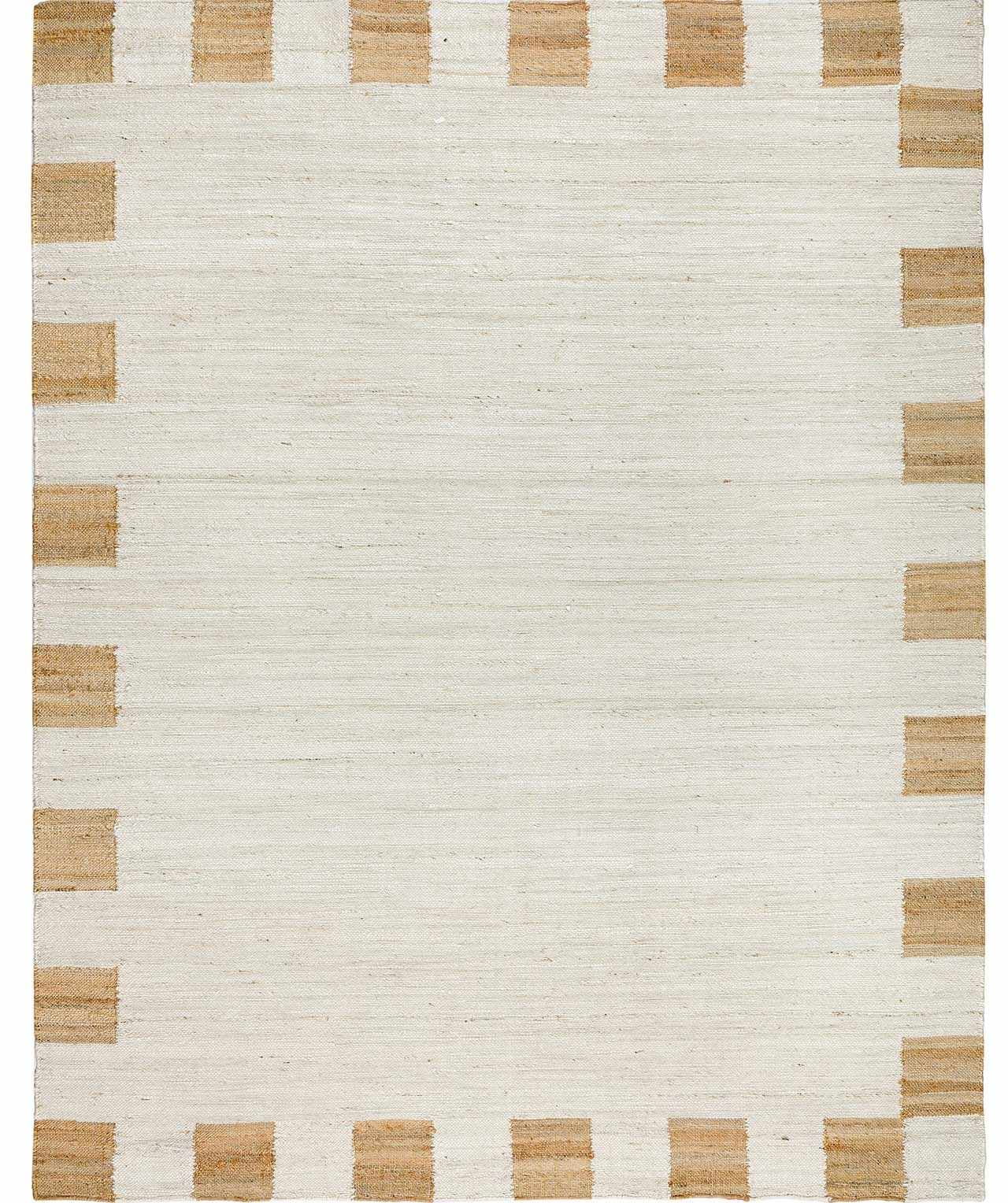 Hauteloom Rocio JModern Hand Woven Natural Fiber Jute Area Rug - Contemporary Geometric Checkered Carpet for Living Room, Bedroom, Dining Room - Cream, Tan - 9' x 12'