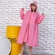 thumbnail image 3 of Poncho de lluvia para adultos, EVA, transpirable, con capucha, impermeable para ciclismo al aire libre, para hombres y mujeres, color rosa y rojo, talla L, 3 of 5