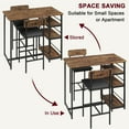 thumbnail image 4 of Katidap 3 Piece Modern Wood Iron and MDF Board Storage Dining Table with Chair Brown, 4 of 7