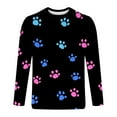 thumbnail image 3 of Ceisia Men's Colorful Glitter Paw Print T-Shirt | Slim Long-Sleeve Crewneck Casual Top Gift, 3 of 5