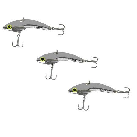 SteelShad Original - 3/8 oz - Silver - 3 Pack - Lipless Crankbait for fresh water & salt water Fishing - Long Casting Bass Lure Perfect for Bass, Pike, Musky, Walleye, Trout, Salmon and (Best Lures To Catch Northern Pike)