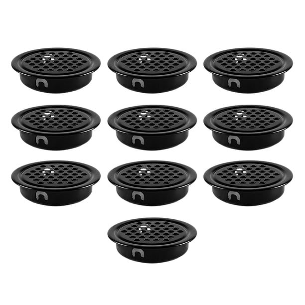 Kenally Rejilla de ventilación redonda transpirable y cómoda de acero inoxidable de 10 piezas para hogares y negro práctico (plano) de 35 mm Type3 NO3
