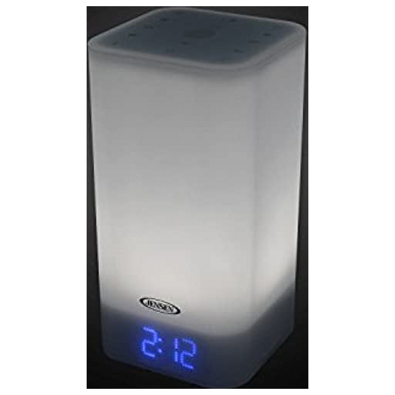 JENSEN JCR-370 Color Changing Mood Lamp Digital Dual Alarm Clock Radio, White