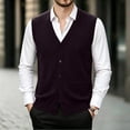 thumbnail image 2 of Atkumj Men's Sweater Vests Trendy Solid Color Button Down Knit Vest with Front Pockets Casual Comfortable V Neck Sleeveless Sweater Vest 3XL, 2 of 8