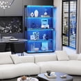 thumbnail image 5 of BROTTAR Large Display Cabinet with Glass Door, 4-Tier Curio Cabinet with 3 Color Lights for Collectibles, Glass Display Case with Transparent Full-Display Surface, Human Body Sensor, Black, 5 of 9