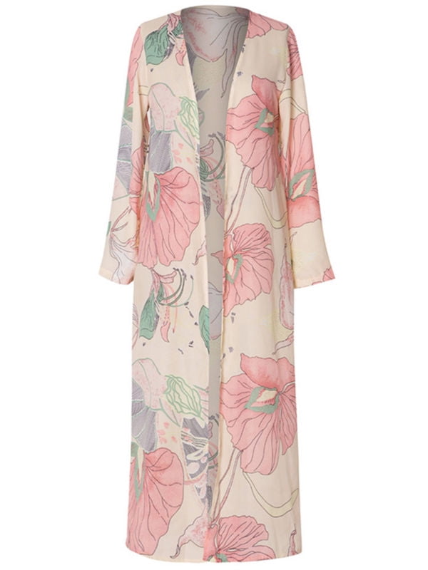 Womens Floral Kimono Cardigan Duster Long Wrap Shawl Boho Gypsy Loose Tops Coat