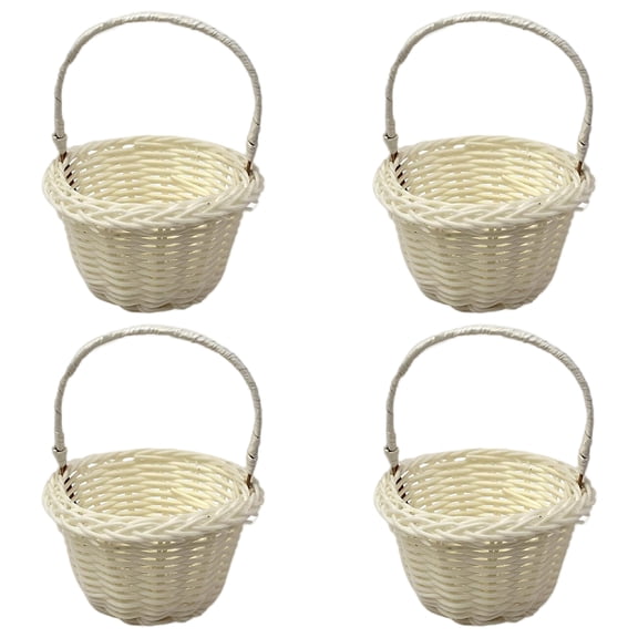 YROHGKPN Set of 4 Woven Baskets Handcrafted Rattan Flower Container Girl Wedding Decors