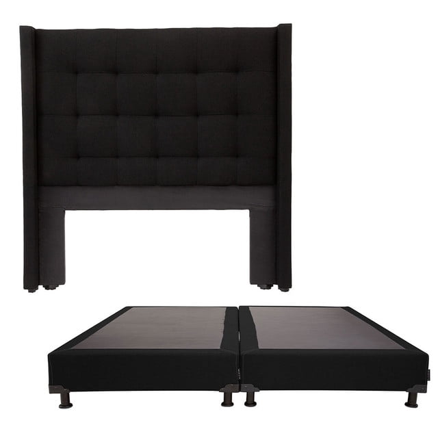 Box Base Cama King Size + Cabecera Titan Negro Dicasa Titan Black
