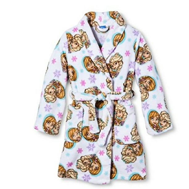 Disney Frozen Big Girls Sisters Snowflake White Plush Fleece Robe