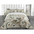 thumbnail image 2 of Ambesonne Vintage Quilted Coverlet 3 Pcs, Soft Color Floral Nostalgia, King Size, Eggshell Pale Slate Blue, 2 of 4