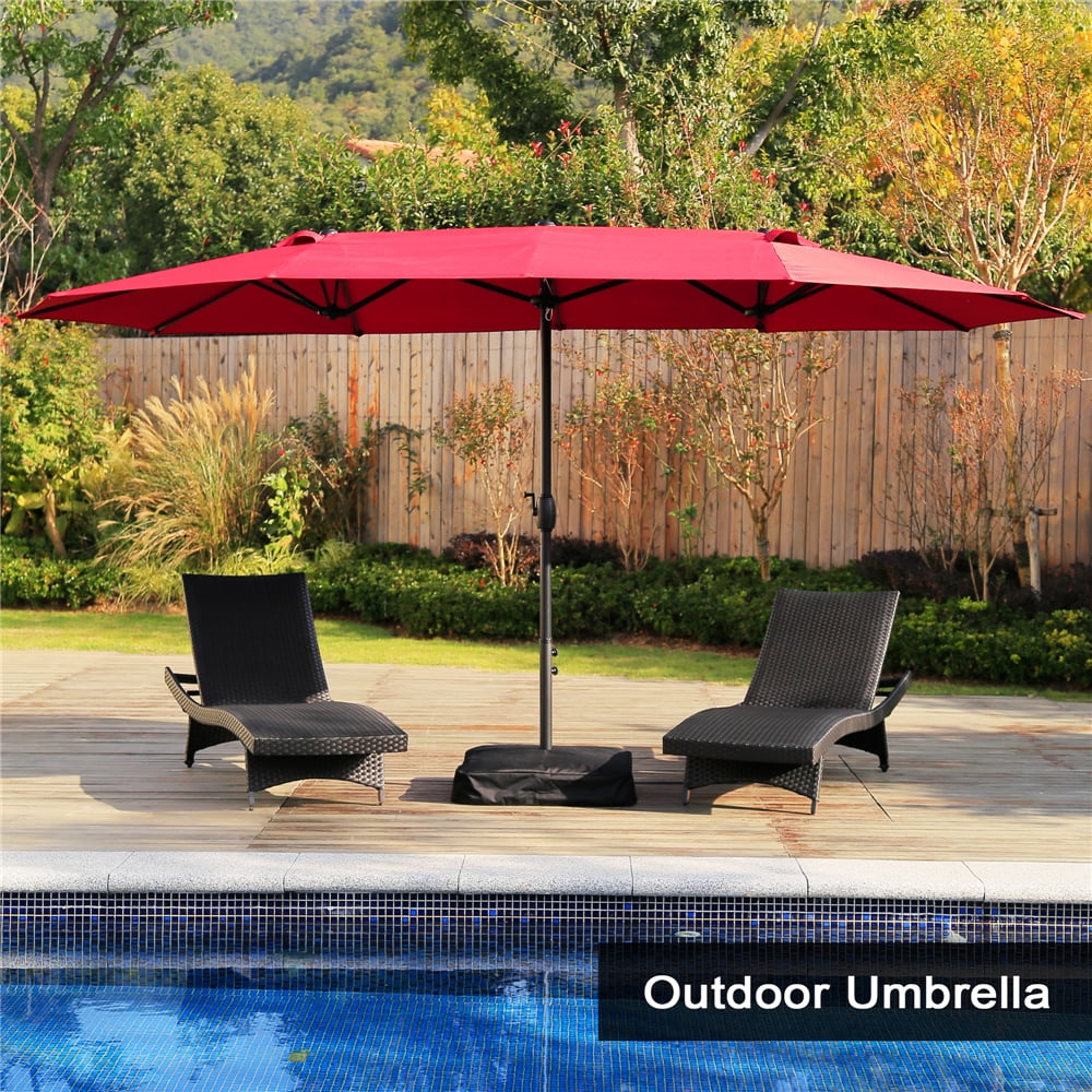 15 ft Market Outdoor Umbrella DoubleSided Aluminum Table Patio