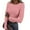 Pink, variant on Womens Long Sleeve Stretch Crewneck Ribbed T Shirts Fitted Casual Basic Knit Tops