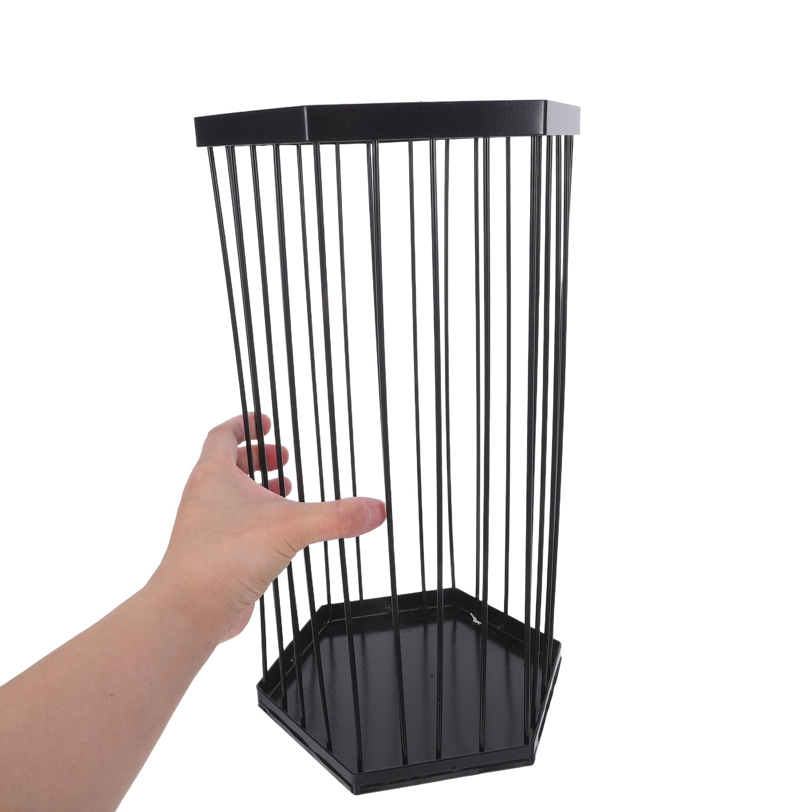 ETHZZLE Black Metal Umbrella Stand Rack for Indoor Entryway with Sturdy Iron Frame and Spacious Storage