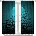 thumbnail image 6 of Halloween Curtains，Funny Pumpkin Bats Horror Forest Castle Pattern Drapes Window 2 Panel Rod Pocket Curtain for Girls Boys Bedroom Living Room Decor 28" W X 40" L, 6 of 6