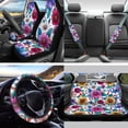 thumbnail image 2 of Jeiento Flowers Car Front Back Seat Covers Full Set with Steering Wheel Cover Seatbelt Shoulder Pad Trash Bin Auto Rear View Mirror Covers Coasters Keychain Lipstick Holder 13 Pieces Car Accessory, 2 of 7