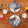 thumbnail image 4 of BZSMCE Satin Native Fab Cotton Dinner Napkin Reindeer Pulling Floral Sleigh Reusable, 4 of 8