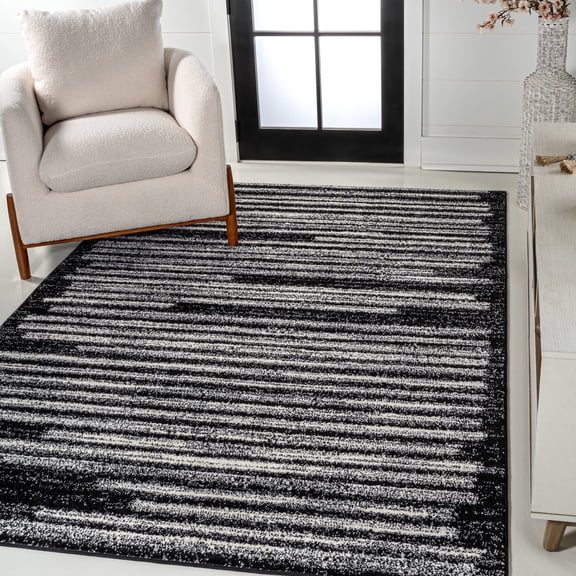 JONATHAN Y MOROCCAN HYPE 4 x 6 Area Rug, Khalil Berber Stripe - Black/Cream, MOH207F-4