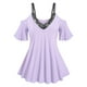 thumbnail image 1 of Conjunto Top Acanalada Hombro Descubierto y Encaje Rosegal  Camisetas tallas grandes, 1 of 5