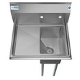 thumbnail image 2 of 1 Compartment 25" Stainless Steel Commercial Kitchen Prep & Utility Sink with Drainboard - Bowl Size 10" x 14" x 10", 2 of 9
