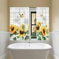 thumbnail image 4 of Farmhouse Sunflower Kitchen Curtains Country Yellow Floral Butterfly Bathroom Window Curtains Small Short Cafe Curtains for Window Rustic Flower Rod Pocket Drapes Treatment Tier Curtains (26x36 Inch), 4 of 6