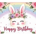 thumbnail image 3 of LUUFILx Adorable Bunny Themed Happy Birthday Banner with Floral Decorations and Rainbow Background, 3 of 7