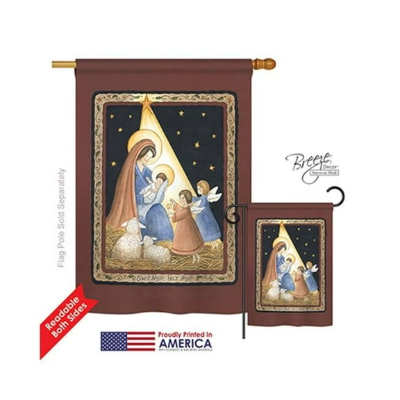 Breeze Decor 14091 Nativity The Lord is Born 2-Sided Vertical Impression House Flag - 28 x 40 in.
