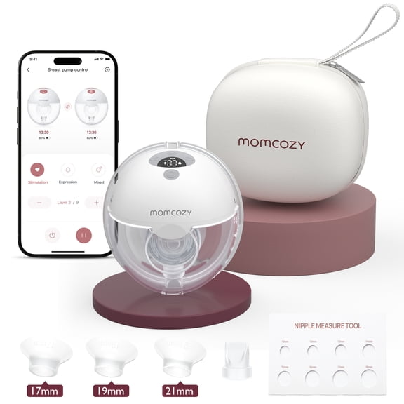 Momcozy M5 Smart App Control Hands Free Breast Pump, Double Wearable Breast Pump of Baby Mouth Double-Sealed Flange with 3 Modes & 9 Levels, Electric Pump Portable