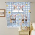 thumbnail image 5 of Happy Easter Gnome Swag Curtains Valance & Tier Set, Rabbit Ear Color Eggs Daisy Flower Blue Plaid 3 Pcs Set Kitchen Swag Valances and Tiers 24 Inch Length Rod Pocket Curtain Drapes for Bedroom, 5 of 9