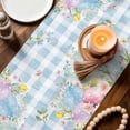 thumbnail image 4 of Table Runner - 72 Inch Long, Easter Kitchen Dining Table Runner Dresser Scarves, Spring Rabbit Eggs Flowers Herbs Blue Plaid Farmhouse Decor for Coffee Tables Wedding Party Banquet, 4 of 8