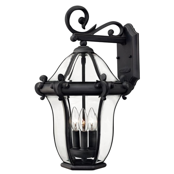 3 Light Medium Outdoor Wall Lantern In Traditional And Glam Style 12.25 Inches Wide By 19.75 Inches High-Museum Black Finish Hinkley Lighting 2444Mb