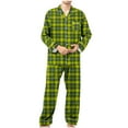 thumbnail image 2 of Ashirexll Mens Pajamas Set, Two Piece Sets, Casual Button Turndown Print Long Sleeve Sleepwear Set With Elastic Waist, 2 of 7