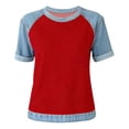 thumbnail image 5 of YVNAURA Womens Summer Tops Casual Vacation Outfits Short Sleeve Crewneck T Shirts Loose Fit Breathable Lightweight Soft Everyday Basic Summer Tees for Women 2026 Trendy, Red,XL, 5 of 6