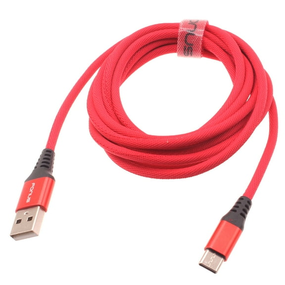 Type-C Red 6ft USB-C Cable for Motorola One 5G - Charger Cord Power Wire Long Braided Fast Charge V7X Compatible With Motorola One 5G