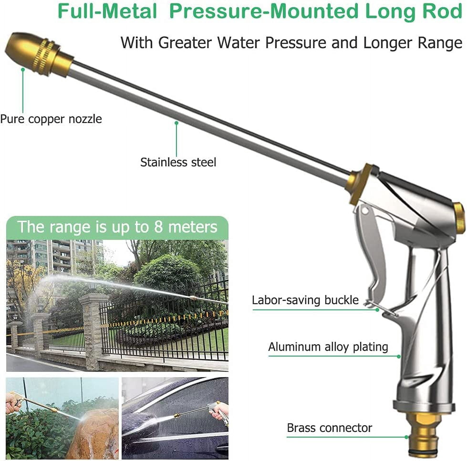 RGHJAR-Garden Hose Nozzle Heavy Duty Brass Metal Sprayer Nozzle High Pressure Spray Gun 360° Rotaing Water Adjustmen for Car Washing, Outdoor Gardening, Pets Shower, Patio Cleaning