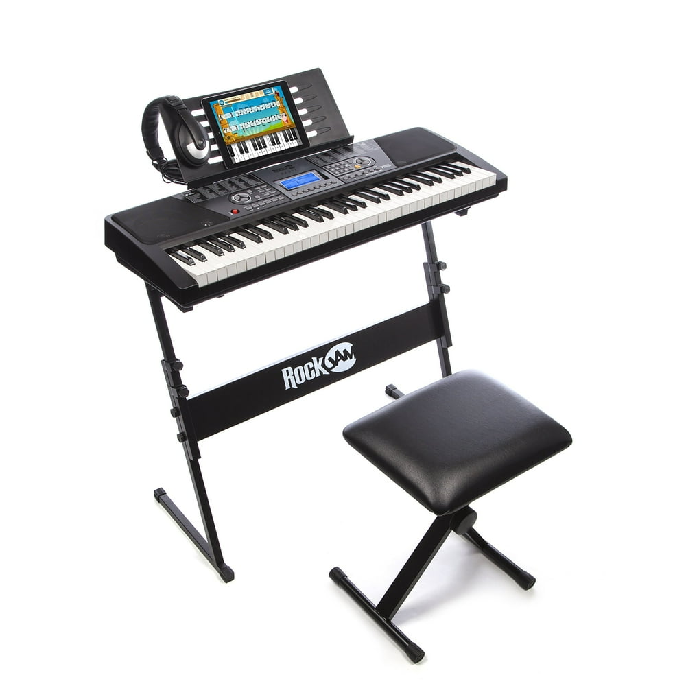 RockJam 61Key Electronic Keyboard Piano SuperKit with Stand, Stool