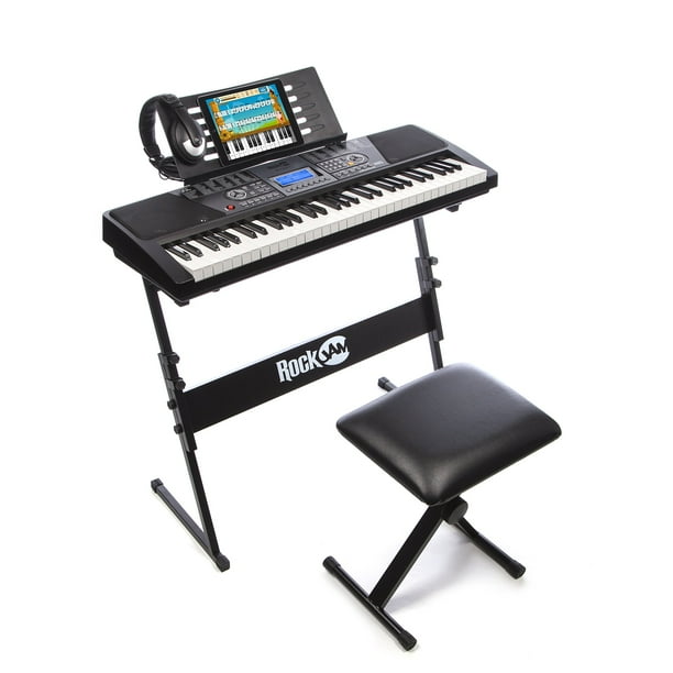 RockJam 61Key Electronic Keyboard Piano SuperKit with Stand, Stool, Headphones & Power Supply