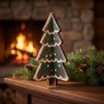 thumbnail image 2 of Christmas Wooden Tree Tabletop Decoration, 2-Piece Interlocking Green Scalloped Ornament for Mantel Shelf Holiday Decor, 5.82 in, 2 of 4
