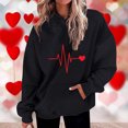 thumbnail image 2 of Plus Size Long Sleeve Hoodies for Women Fashion Crew Neck Unisex Sweatshirt with Pockets Casual Print Pullover Tops(Black,XXL), 2 of 5