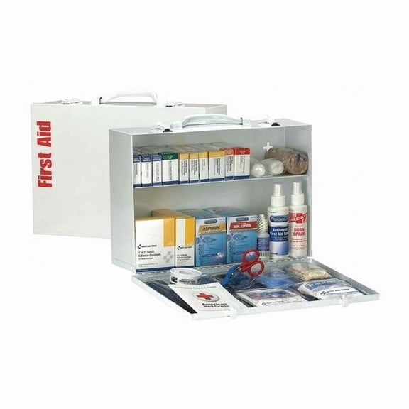 First Aid Kit and Housing, Steel Cabinet, 347 Components, 75 People Served